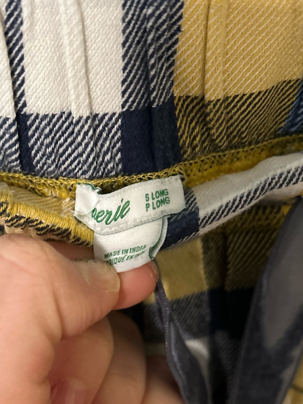 Aerie Plaid Flannel Jogger Pajama Pants Yellow Navy Drawstring Size Small Long - Picture 3 of 5